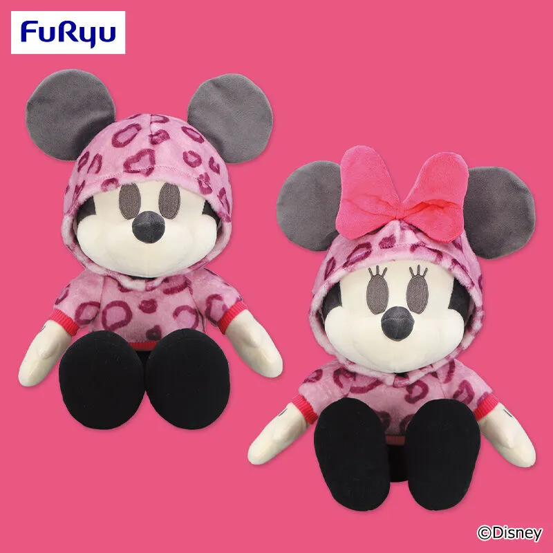 米奇＆米妮 粉紅豹紋大型裝飾娃娃