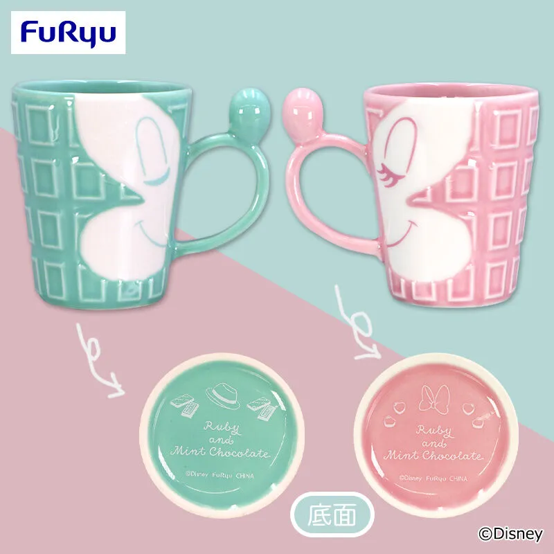 米奇＆米妮 紅寶石&薄荷巧克力 巧克力風雙人馬克杯