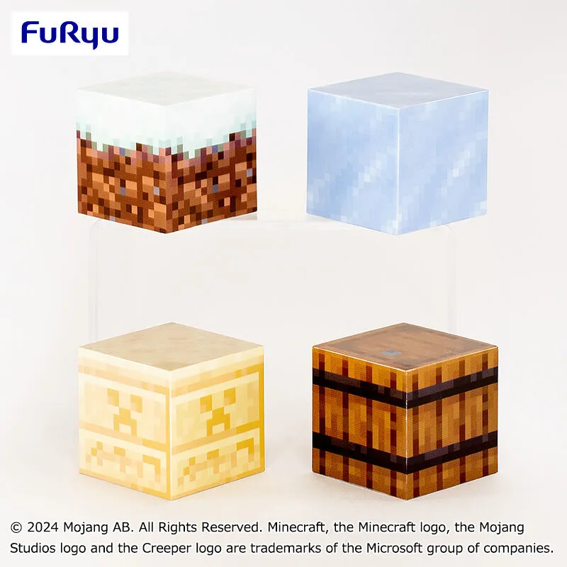 Minecraft 方塊～積雪草地／冰／木桶／花紋砂岩～