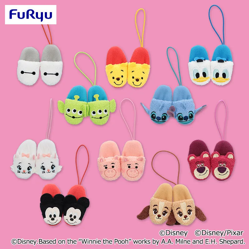 迪士尼＆皮克斯角色 絨毛造型拖鞋吊飾