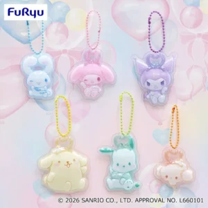 Sanrio Characters 蓬鬆愛心氣球立體壓克力鑰匙圈