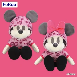 米奇＆米妮 粉紅豹紋大型裝飾娃娃