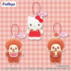 Monchhichi × Hello Kitty 週年派對吊飾