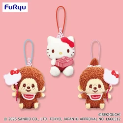 Monchhichi×Hello Kitty 週年紀念坐姿娃娃吊飾