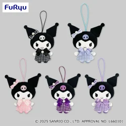 酷洛米 黑白千鳥格吊飾玩偶